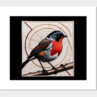 Red-breasted Robin Embroidered Patch Posters and Art